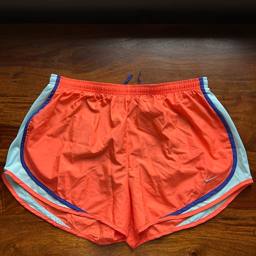 Nike Orange and Blue Dri-FIT Tempo Mid-Rise Brief-Lined Running Shorts